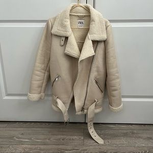 Zara Off-white Sherpa Lined Jacket